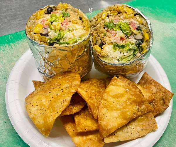 Burrito with tortilla chips