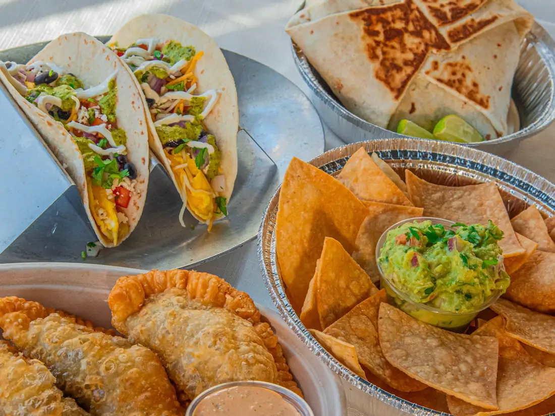 Empanadas, tortilla chips and guac from The Avocado Pit. 