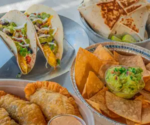 Empanadas, tortilla chips and guac from The Avocado Pit. 